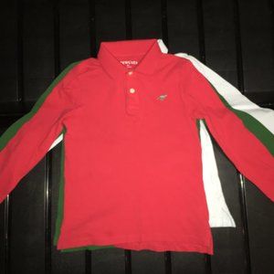 J Crew Crewcuts Critters - Qty 3 - LS Polo Shirts Size 6-7 Red Light Blue Green